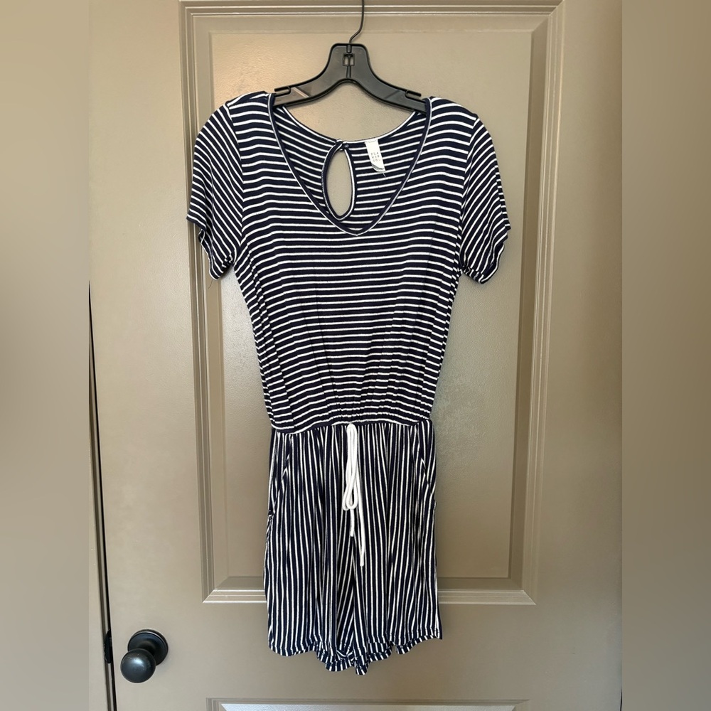 Striped Navy and White Jumpsuit